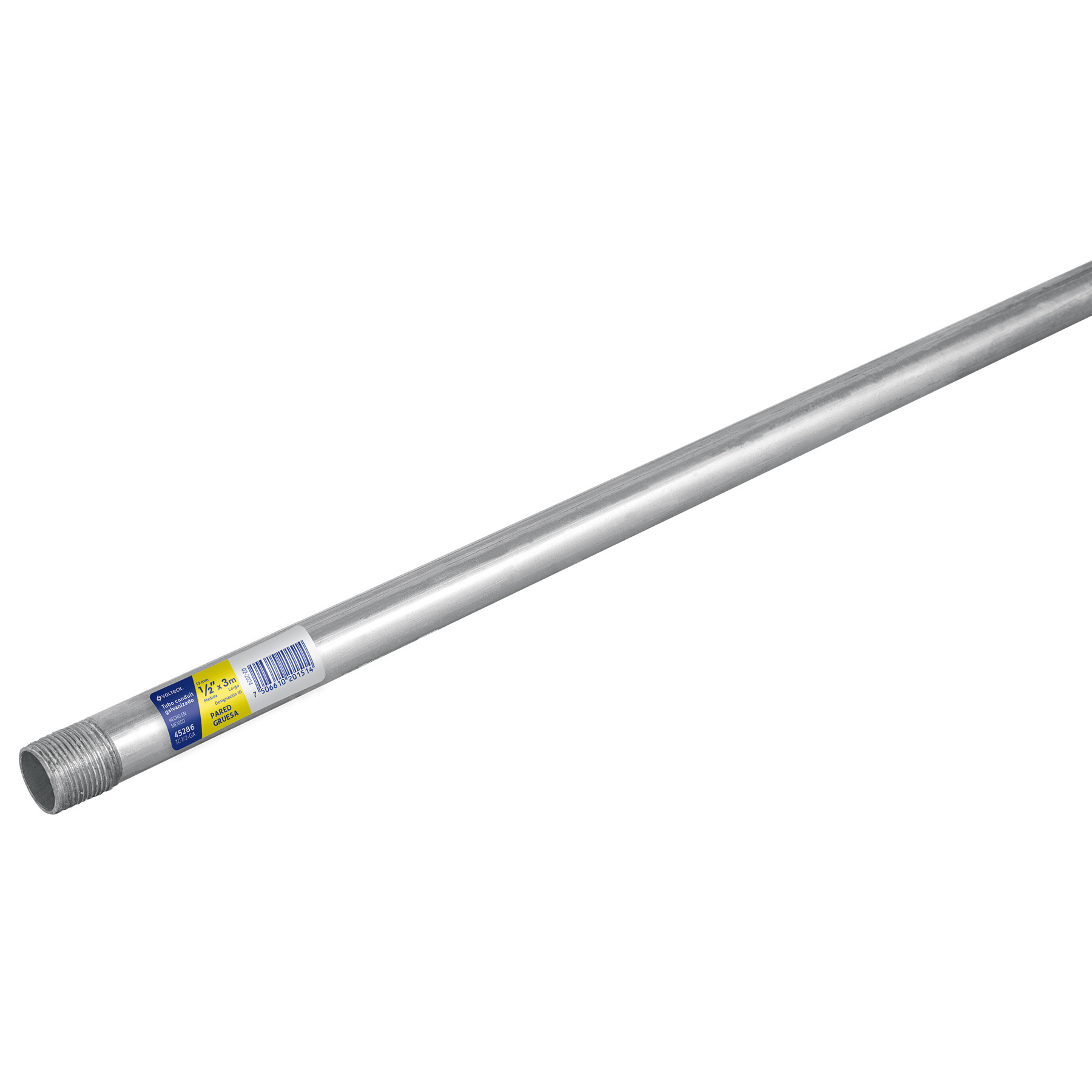 Tubo Conduit 1/2' pared gruesa (1.6 mm), et. amarilla, 3 m 45286 - TC-1/2-GA