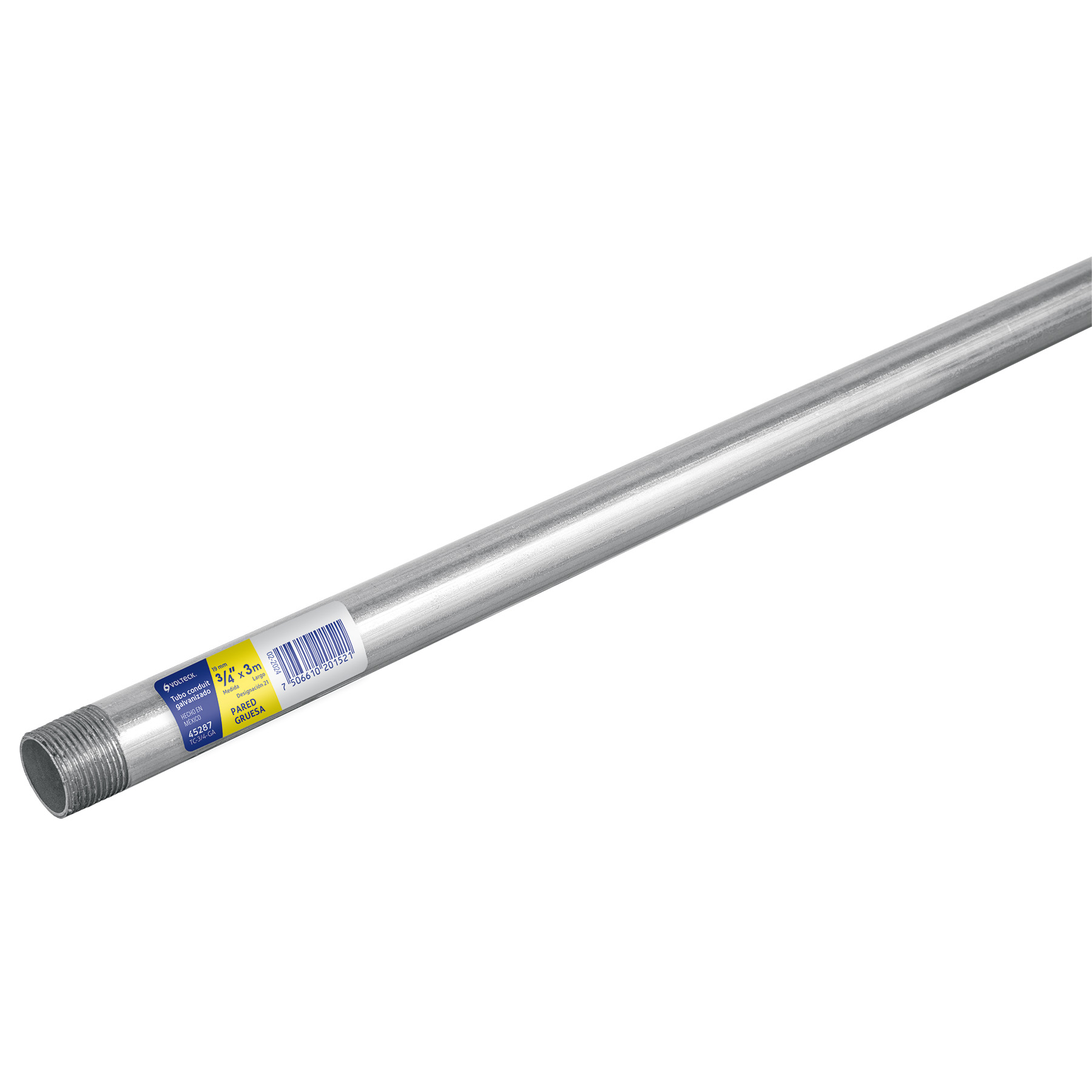 Tubo Conduit 3/4' pared gruesa (1.6 mm), et. amarilla, 3 m 45287 - TC-3/4-GA