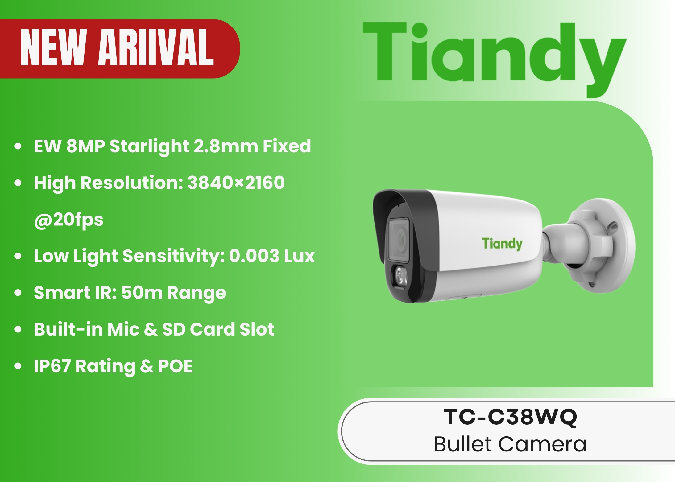 TC-C38WQ (8MP-Fixed-Mic-EW-Color Maker-Bullet)
