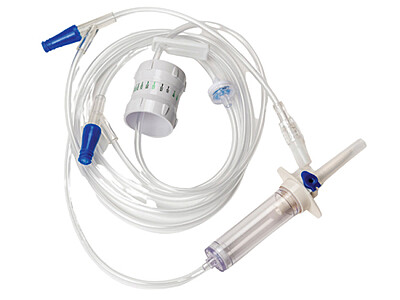 Primary IV Administration Set TrueCare™ Gravity 2 Ports 10 Drops / mL Drip Rate 15 Micron Filter 100 Inch Tubing Solution Flow Regulator