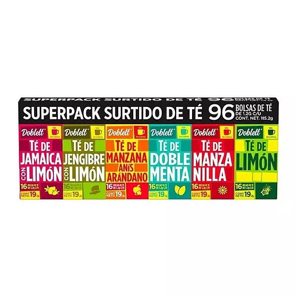 DOBLETT SURTIDO DE TÉ VARIOS SABORES 96 PZAS DE 1.2 G DOBLETT SURTIDO DE TÉ VARIOS SABORES 96 PZAS DE 1.2 G
