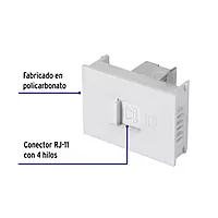 Toma de teléfono, 1.5 módulos, línea Española, color blanco - TE15-EB / 47056