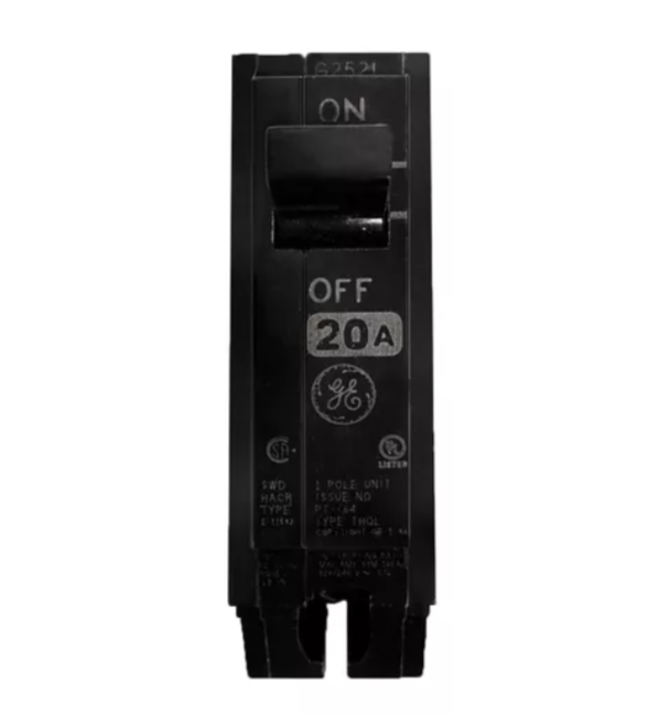Interruptor Termomagnetico 1P, 20A, 120/240V (1") Thql1120, Ge
