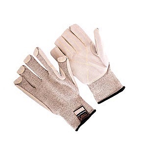 Taeki cut resistant yarn, cut level 5, leather palm, Kevlar sewn, terry loop for heat resistant