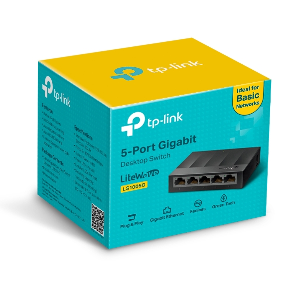 TP-Link 5-Port 10/100/1000Mbps Gigabit Desktop Switch - TL-LS1005G TP-Link 5-Port 10/100/1000Mbps Gigabit Desktop Switch - TL-LS1005G
