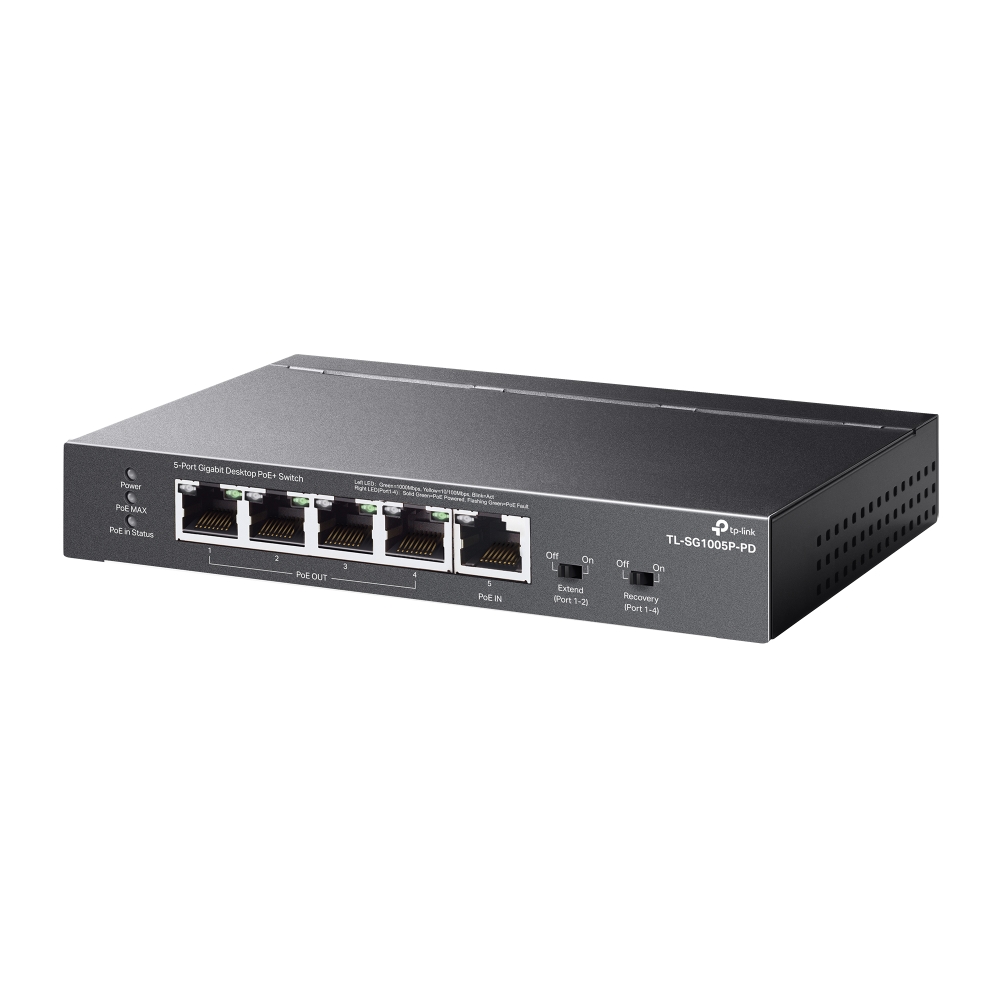 TP-Link Switch 5-Port Gigabit Desktop PoE+ Switch with 1-Port PoE++ In and 4-Port PoE+Out
