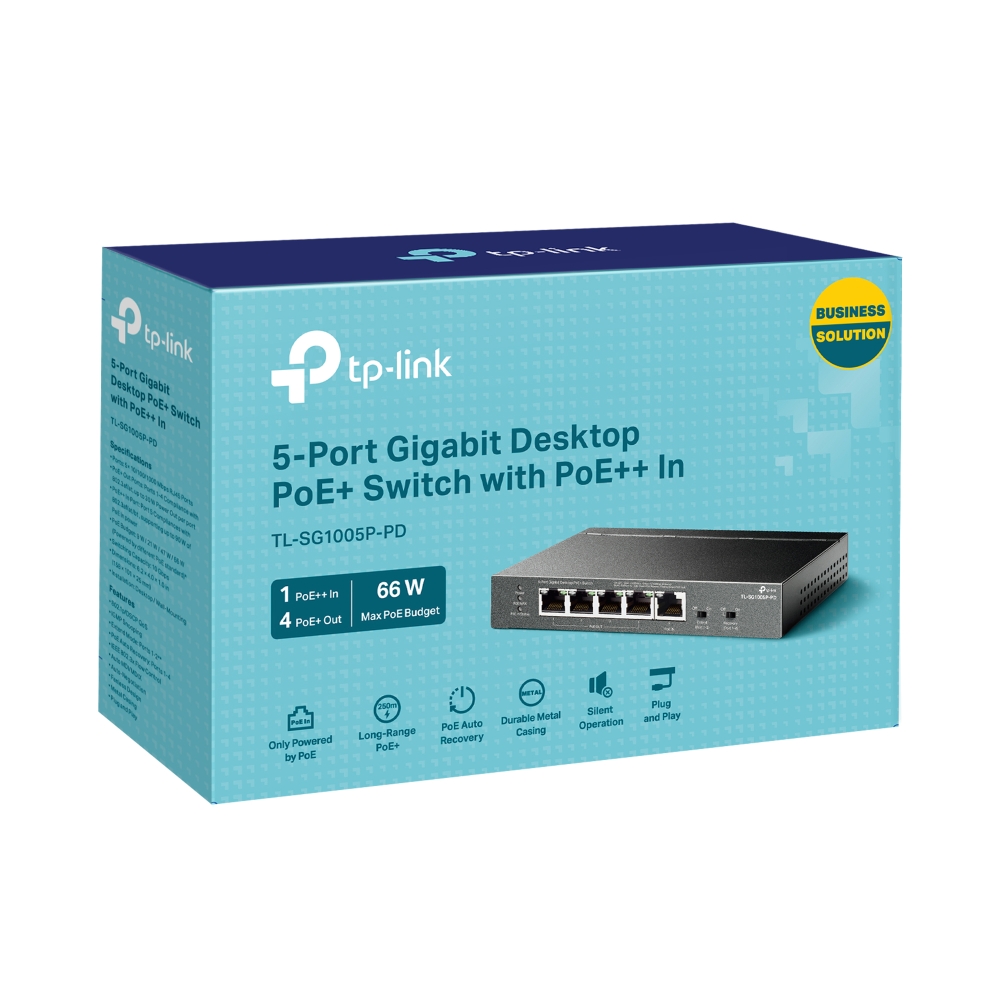 TP-Link Switch 5-Port Gigabit Desktop PoE+ Switch with 1-Port PoE++ In and 4-Port PoE+Out