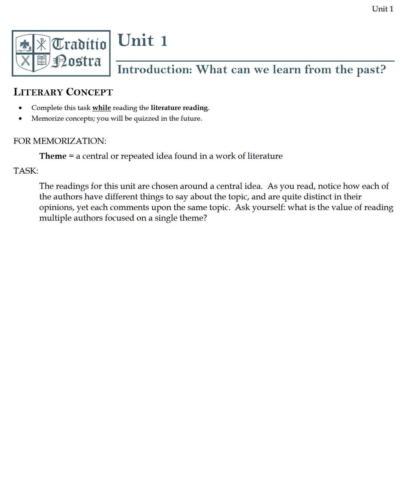 Ancient & Classical Times Workbook: Traditio Nostra I Ancient & Classical Times Workbook: Traditio Nostra I