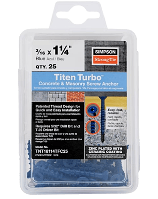 Simpson Strong-Tie Mechanical Anchors 25 TUB Titen Turbo FLAT Simpson Strong-Tie Mechanical Anchors 25 TUB Titen Turbo FLAT