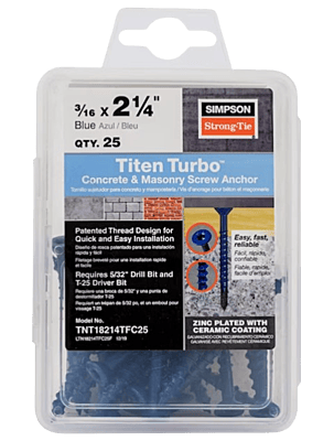 Simpson Strong-Tie Mechanical Anchors 25 TUB Titen Turbo FLAT Simpson Strong-Tie Mechanical Anchors 25 TUB Titen Turbo FLAT