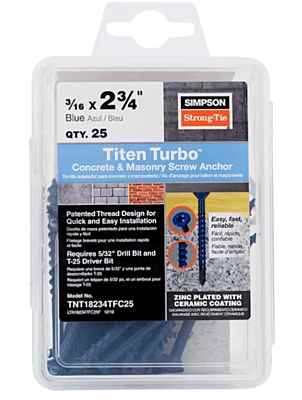 Simpson Strong-Tie Mechanical Anchors 25 TUB Titen Turbo FLAT Simpson Strong-Tie Mechanical Anchors 25 TUB Titen Turbo FLAT