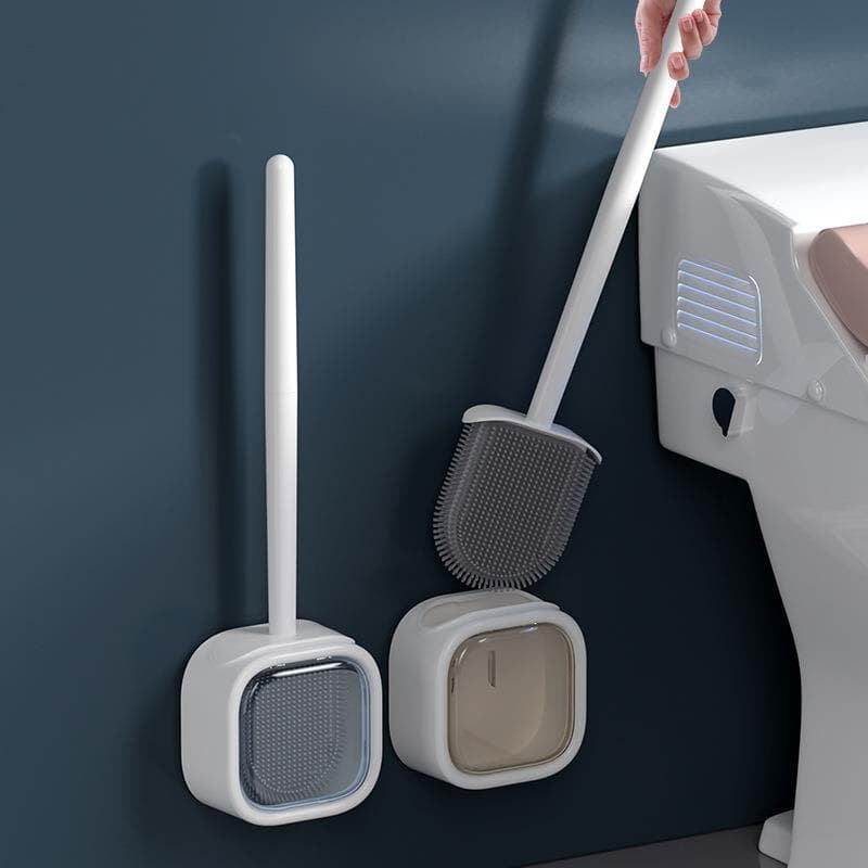 WALL MOUNTED NON-PUNCHING LONG HANDLE SILICONE TOILET BRUSH