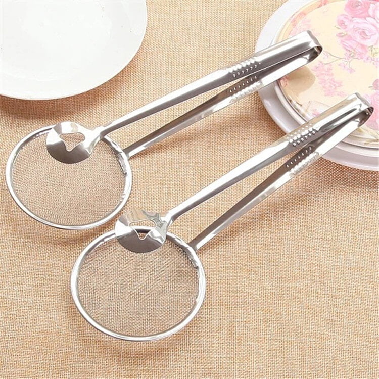 2IN1 FOOD TONG WITH OIL STRAINER FILTER SPOON FILTER CLIP WITH COLANDER