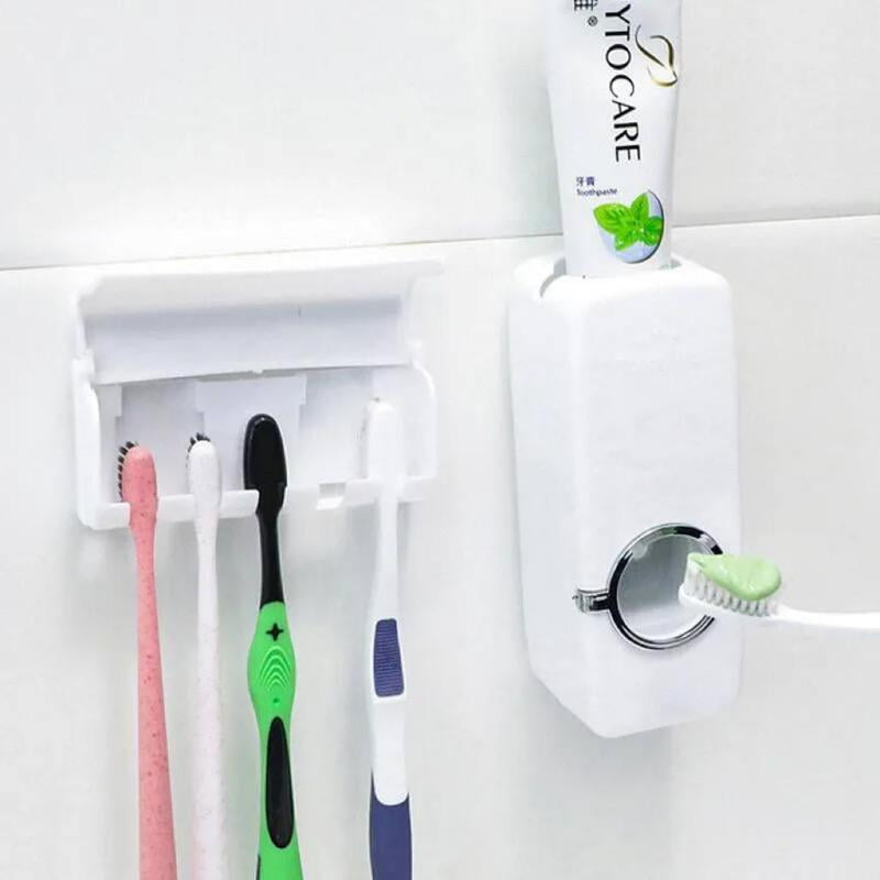 TOOTH PASTE DISPENSER WITH STORAGE FOR TOOTH BRUSHES