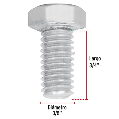 Bolsa con 50 tornillos 3/8' x 3/4' tipo máquina - TORM-3/8X3/4 / 44574