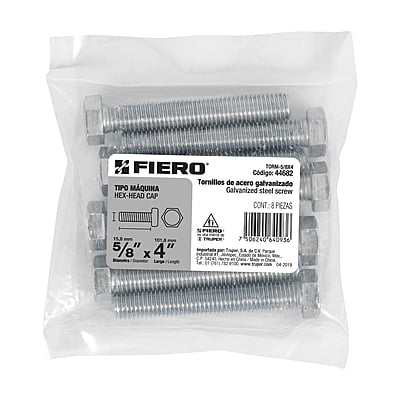 Bolsa con 8 tornillos 5/8' x 4' tipo máquina - TORM-5/8X4 / 44682