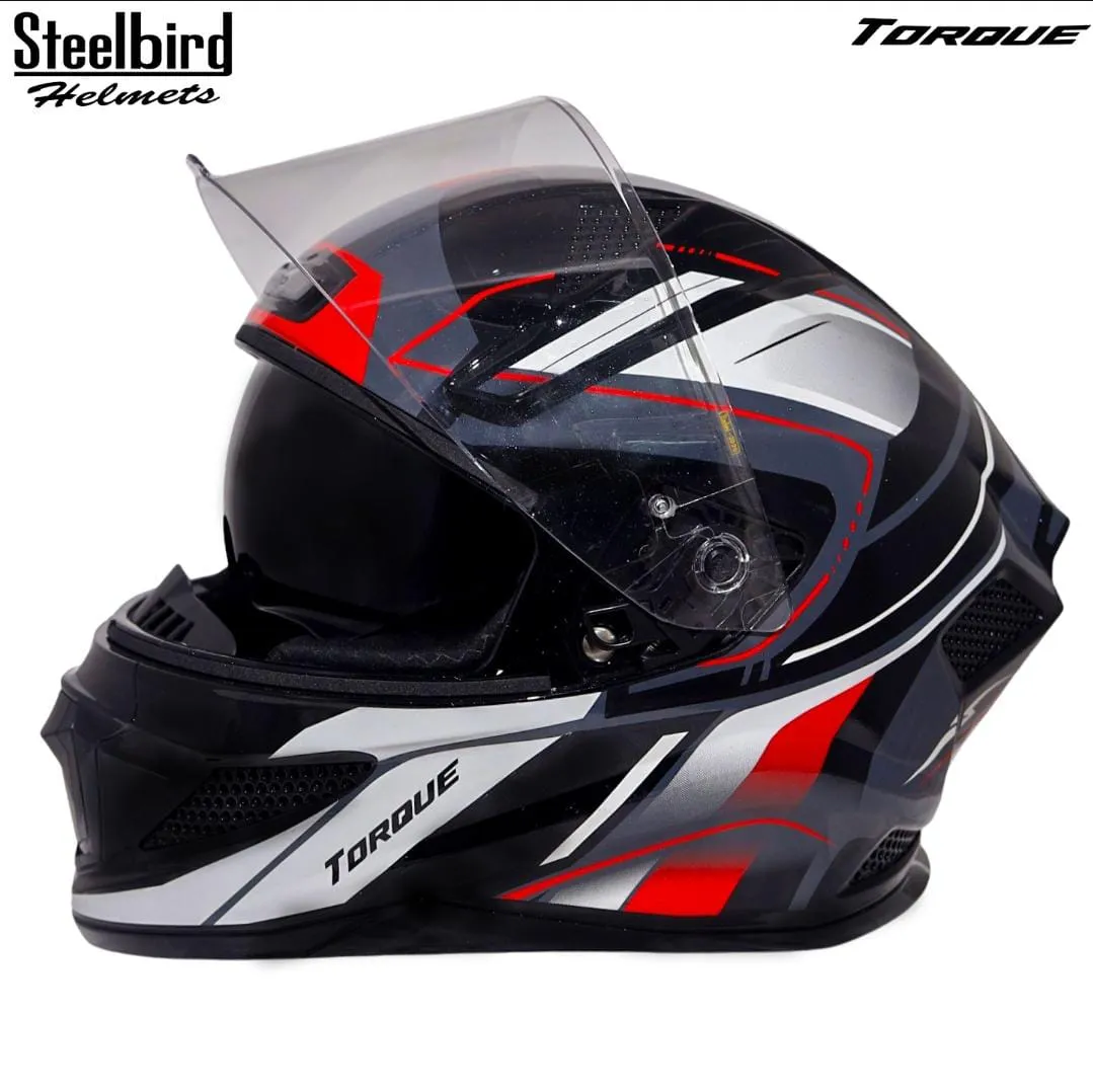 STEELBIRD SBH-25 SHARP ISS GLOSSY TORQUE BLACK/RED WHITE C/V 600 MM STEELBIRD SBH-25 SHARP ISS GLOSSY TORQUE BLACK/RED WHITE C/V 600 MM