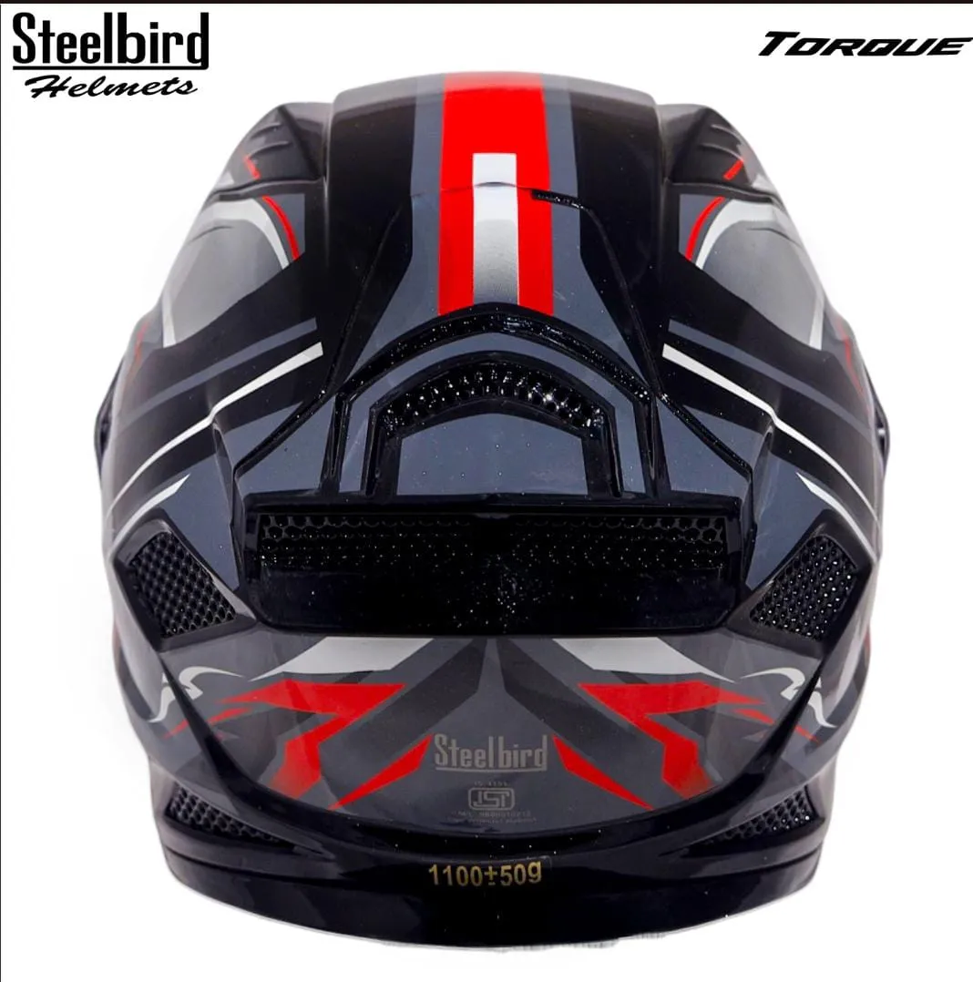 STEELBIRD SBH-25 SHARP ISS GLOSSY TORQUE BLACK/RED WHITE C/V 580 MM STEELBIRD SBH-25 SHARP ISS GLOSSY TORQUE BLACK/RED WHITE C/V 580 MM