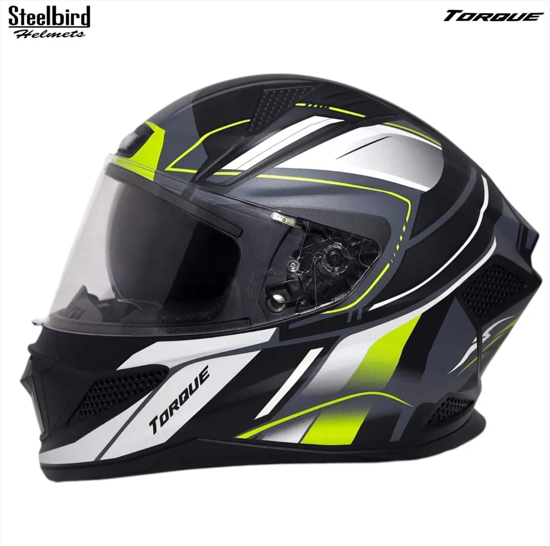 STEELBIRD SBH-25 SHARP ISS GLOSSY TORQUE BLACK/NEON WHITE C/V 600 MM STEELBIRD SBH-25 SHARP ISS GLOSSY TORQUE BLACK/NEON WHITE C/V 600 MM
