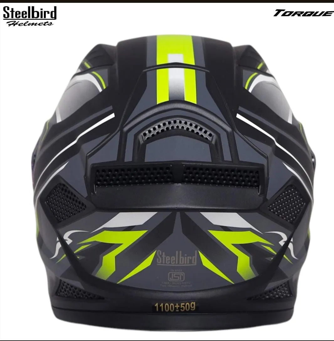 STEELBIRD SBH-25 SHARP ISS GLOSSY TORQUE BLACK/NEON WHITE C/V 580 MM STEELBIRD SBH-25 SHARP ISS GLOSSY TORQUE BLACK/NEON WHITE C/V 580 MM