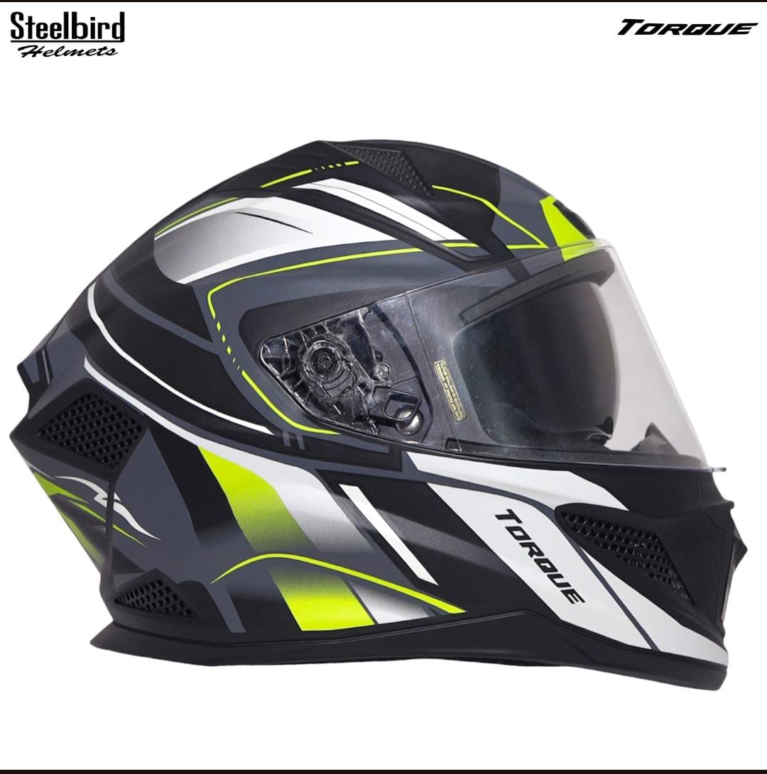 STEELBIRD SBH-25 SHARP ISS GLOSSY TORQUE BLACK/NEON WHITE C/V 600 MM STEELBIRD SBH-25 SHARP ISS GLOSSY TORQUE BLACK/NEON WHITE C/V 600 MM