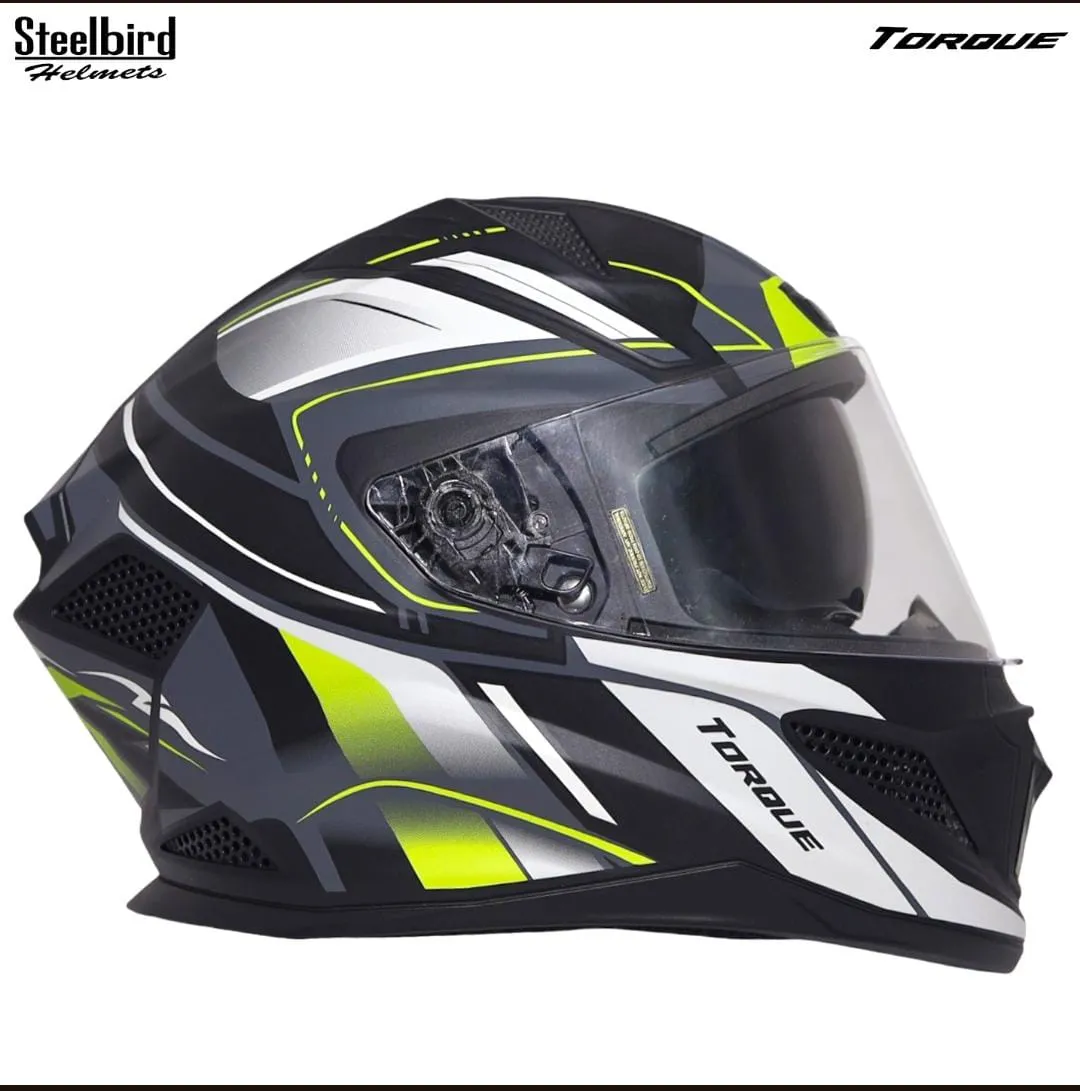 STEELBIRD SBH-25 SHARP ISS GLOSSY TORQUE BLACK/NEON WHITE C/V 580 MM STEELBIRD SBH-25 SHARP ISS GLOSSY TORQUE BLACK/NEON WHITE C/V 580 MM