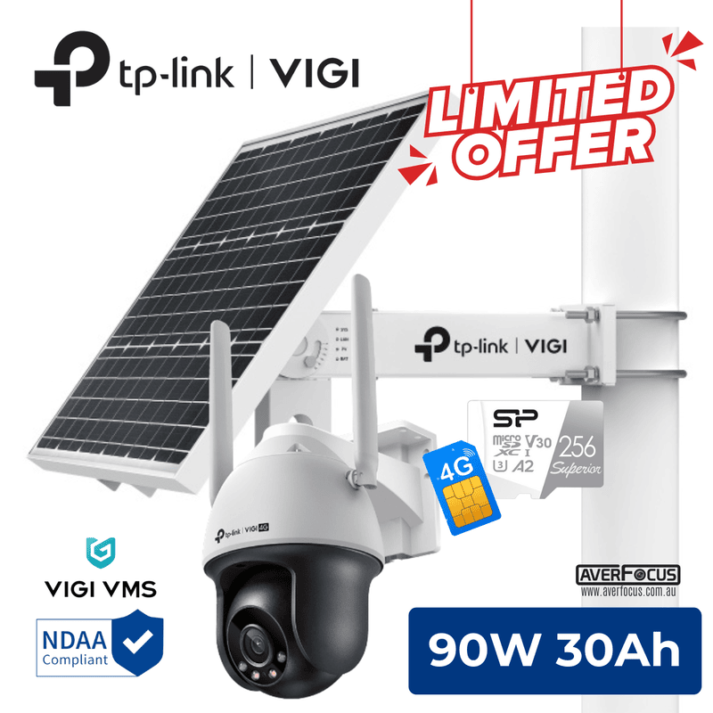 [BUILDER SITE WATCH KIT] VIGI 4G PT Camera Solar Kit, 90W-30AH, 4G SIM, 256G MicroSD