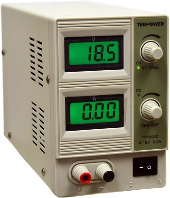 TP1803D Lab Grade DC Power Supply by Tekpower / 0-18 Volts, 0-3 Amps