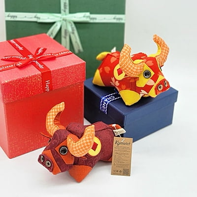 Trâu Thịnh Vượng Nhỏ- Thủ Công Nhồi Bông, Vải Cotton