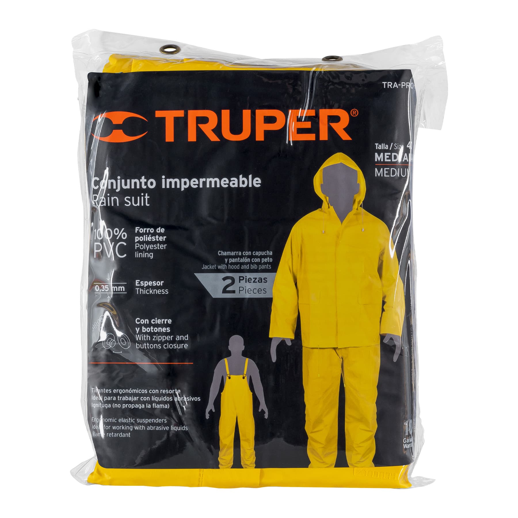 Conjunto impermeable, talla mediana, PVC - TRA-PRO-M / 14418