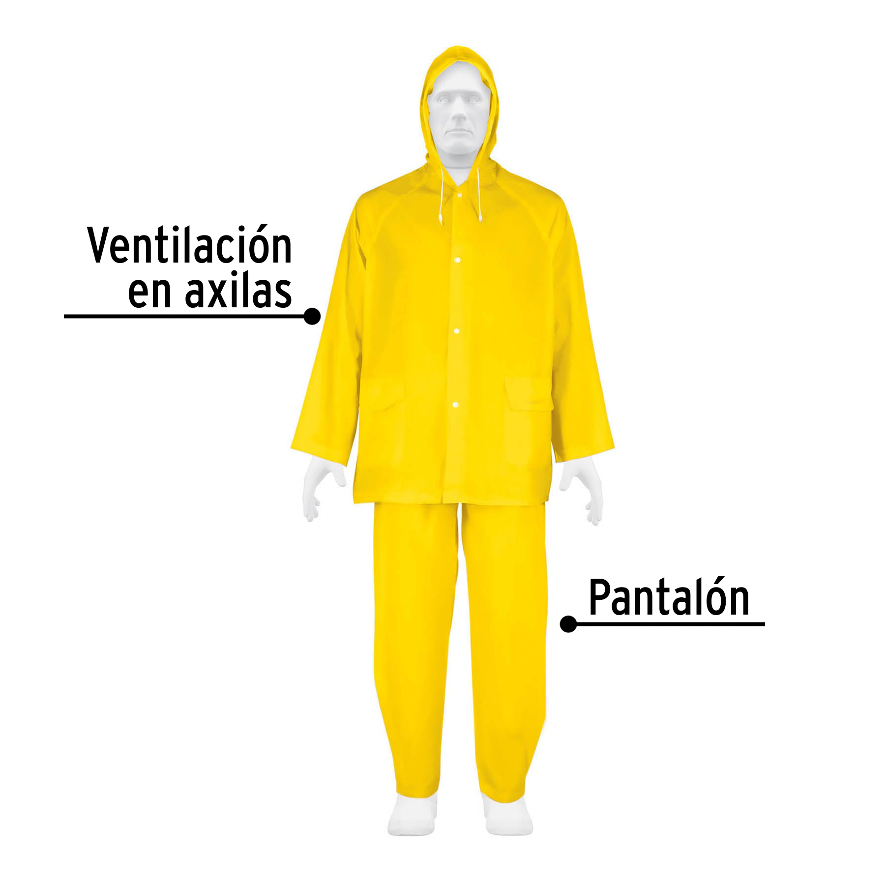 Conjunto impermeable,PVC,espesor 0.10mm,talla grande, Pretul - TRA-PRO-M-P / 27094
