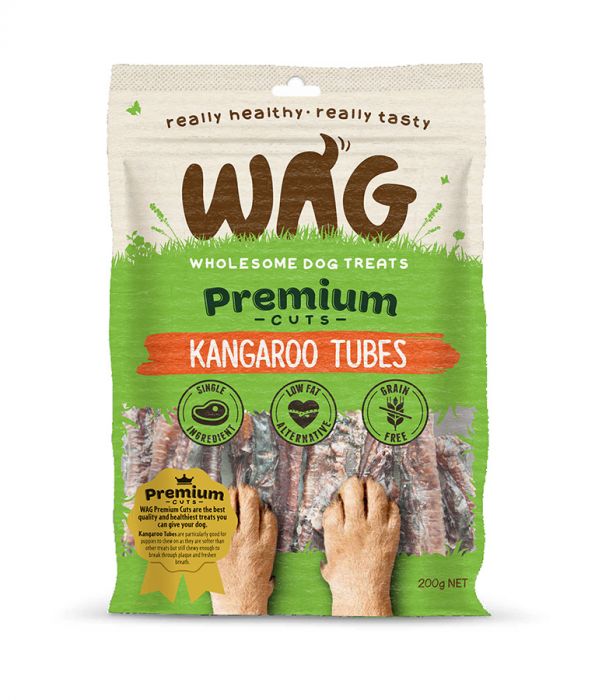 Wag Premium Cuts Kangaroo Tubes Dog Treats 50G Wag Premium Cuts Kangaroo Tubes Dog Treats 50G