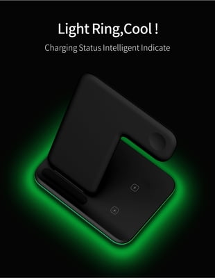 3 in 1 Premium wireless charging stand with LED Light for iPhone, AirPods and Apple Watch