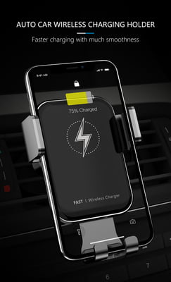 Fast wireless car charger for mobiles with sensor to open and close