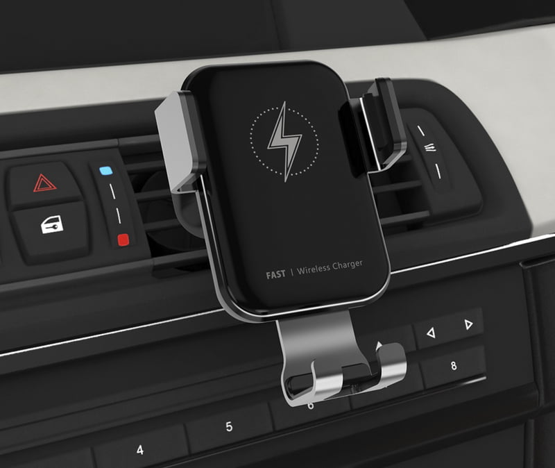 Fast wireless car charger for mobiles with sensor to open and close
