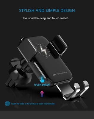 Fast wireless car charger for mobiles with sensor to open and close