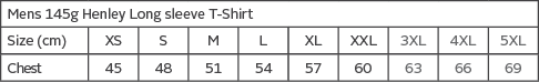145g Henley Long Sleeve T-Shirt Mens