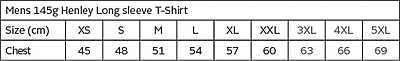 145g Henley Long Sleeve T-Shirt Mens