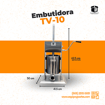 TV 10 EMBUTIDORA MANUAL, 10 LT DE CAPACIDAD. TV 10 EMBUTIDORA MANUAL, 10 LT DE CAPACIDAD.
