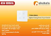 Zigbee 4 Gang Smart Touch Switch - White