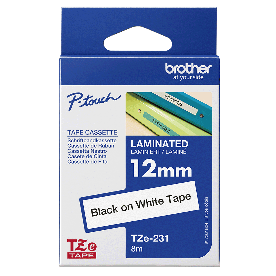 LABEL TAPE BROTHER TZe-231 BK-WH 12MM