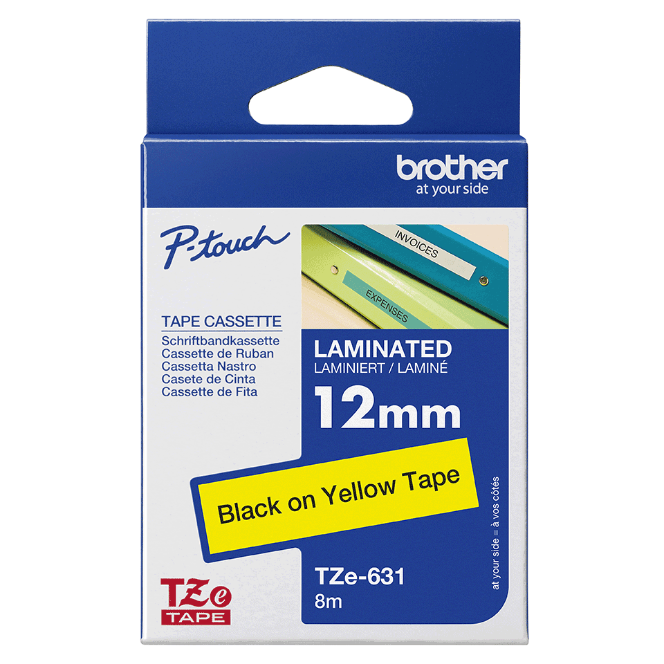 LABLE TAPE BROTHER TZE-631 BK ON YLW 12MM