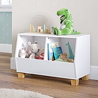 Modern Wooden Kids Toy Storage Bin with Legs – White Organizer for Toys & Books Modern Wooden Kids Toy Storage Bin with Legs – White Organizer for Toys & Books