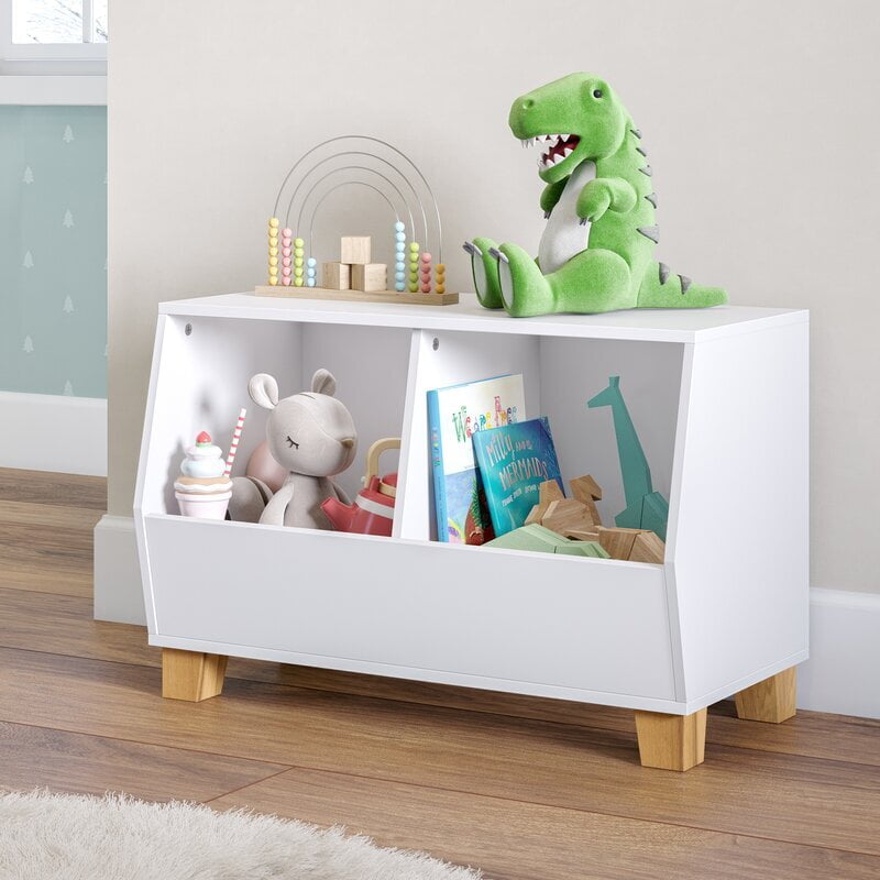 Modern Wooden Kids Toy Storage Bin with Legs – White Organizer for Toys & Books Modern Wooden Kids Toy Storage Bin with Legs – White Organizer for Toys & Books