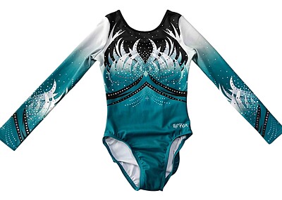 TEAL GREEN PHOENIX WITH CRYSTALS FRONT/BACK LONG SLEEVE