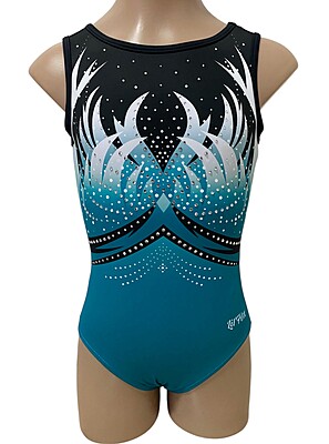 TEAL GREEN PHOENIX WITH CRYSTALS FRONT/BACK