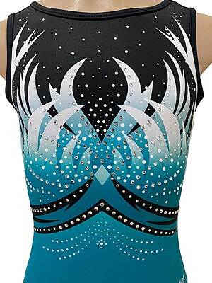 TEAL GREEN PHOENIX WITH CRYSTALS FRONT/BACK