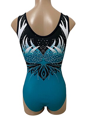 TEAL GREEN PHOENIX WITH CRYSTALS FRONT/BACK