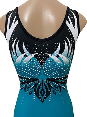 TEAL GREEN PHOENIX WITH CRYSTALS FRONT/BACK