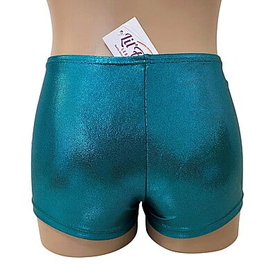 TEAL GREEN SHINY FOIL BIKE SHORTS